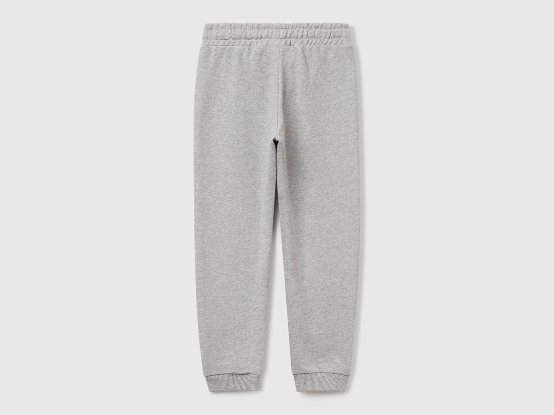 Benetton Light Gray Girls Sweatpants with Logo SKU: 3J68CF02H_501 Image 02