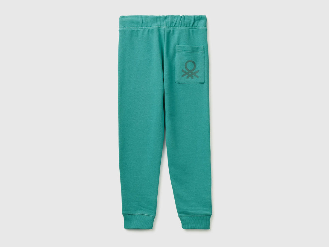 Benetton Aqua Boys Sweatpants with Logo SKU: 3J68CF058_08N Image 02