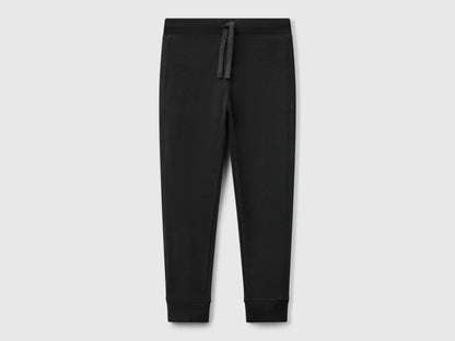 Benetton Black Boys Sweatpants with Logo SKU: 3J68CF058_100 Image 01