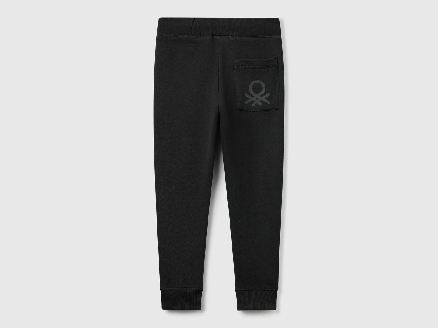 Benetton Black Boys Sweatpants with Logo SKU: 3J68CF058_100 Image 02