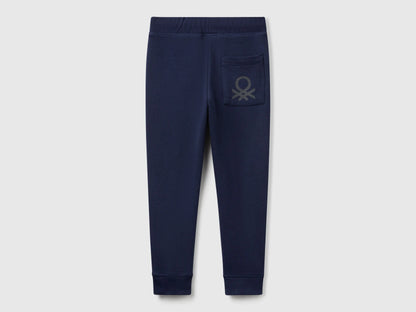 Benetton Dark Blue Boys Sweatpants with Logo SKU: 3J68CF058_252 Image 02