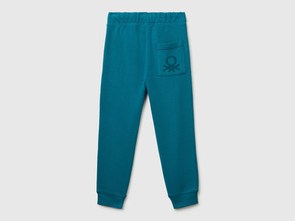 Benetton_Blue_Sweatpants with Logo_3J68CF058_3C5_02