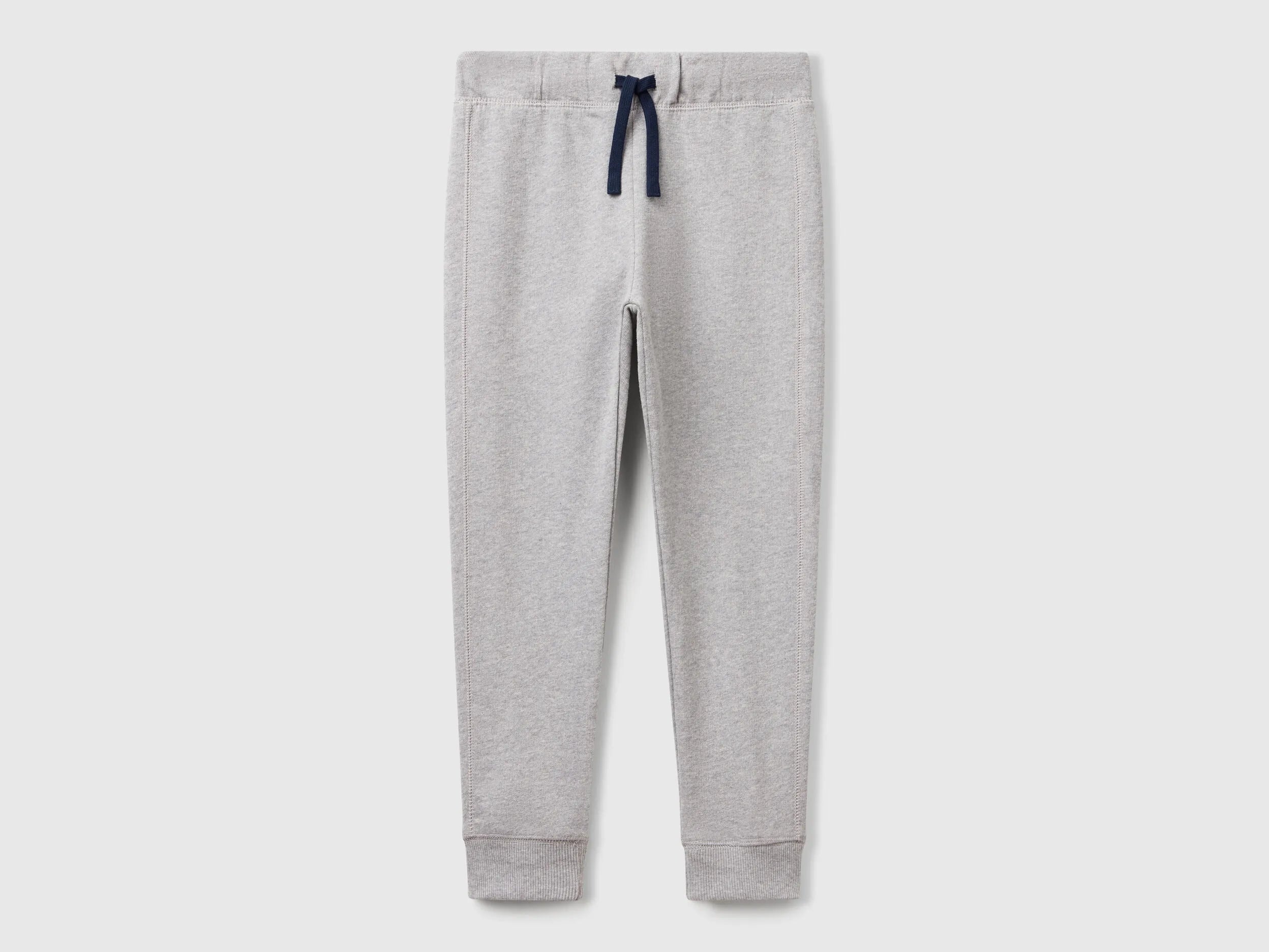 Benetton Light Gray Boys Sweatpants with Logo SKU: 3J68CF058_501 Image 01