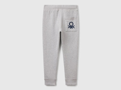 Benetton Light Gray Boys Sweatpants with Logo SKU: 3J68CF058_501 Image 02