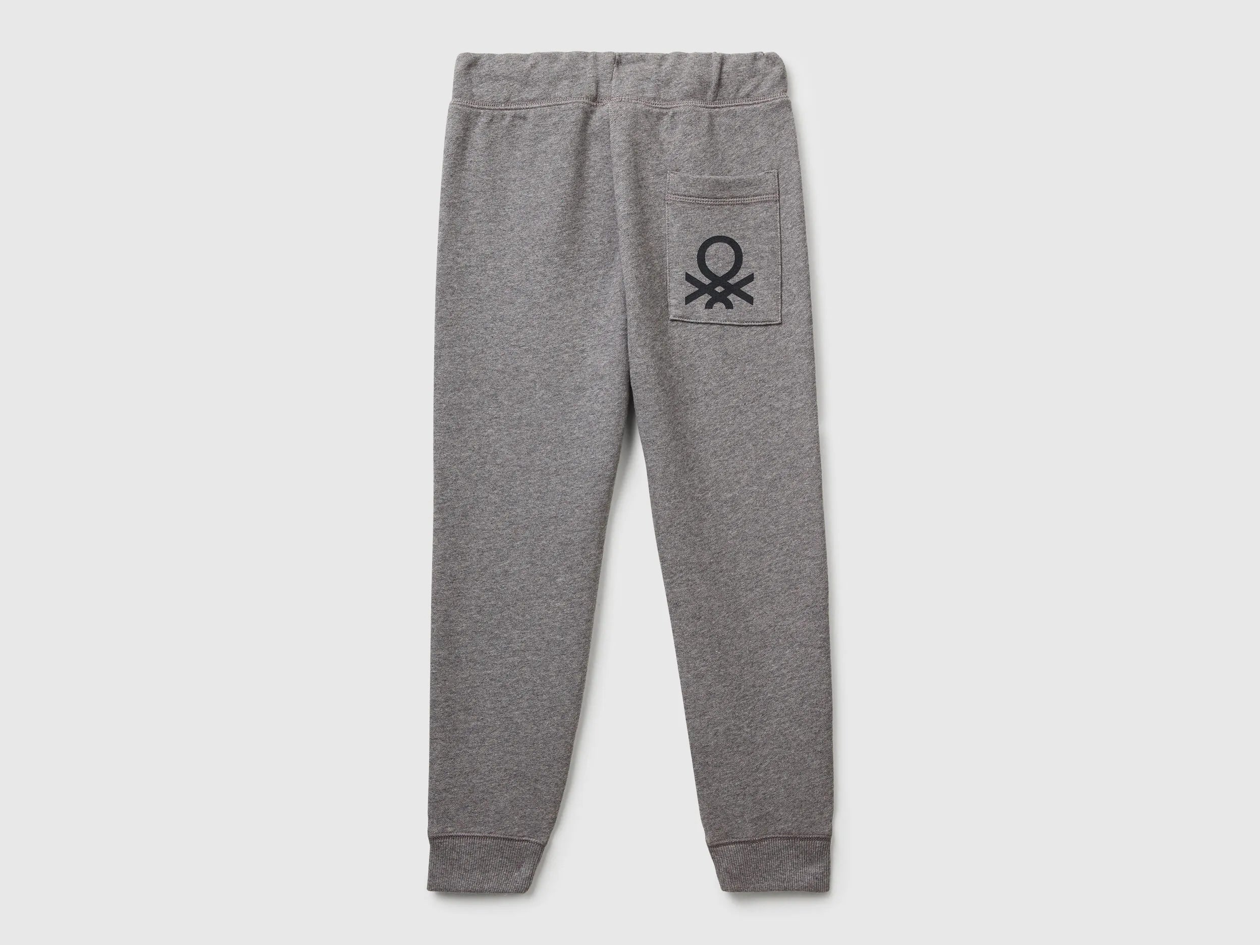 Benetton Dark Gray Boys Sweatpants with Logo SKU: 3J68CF058_507 Image 02