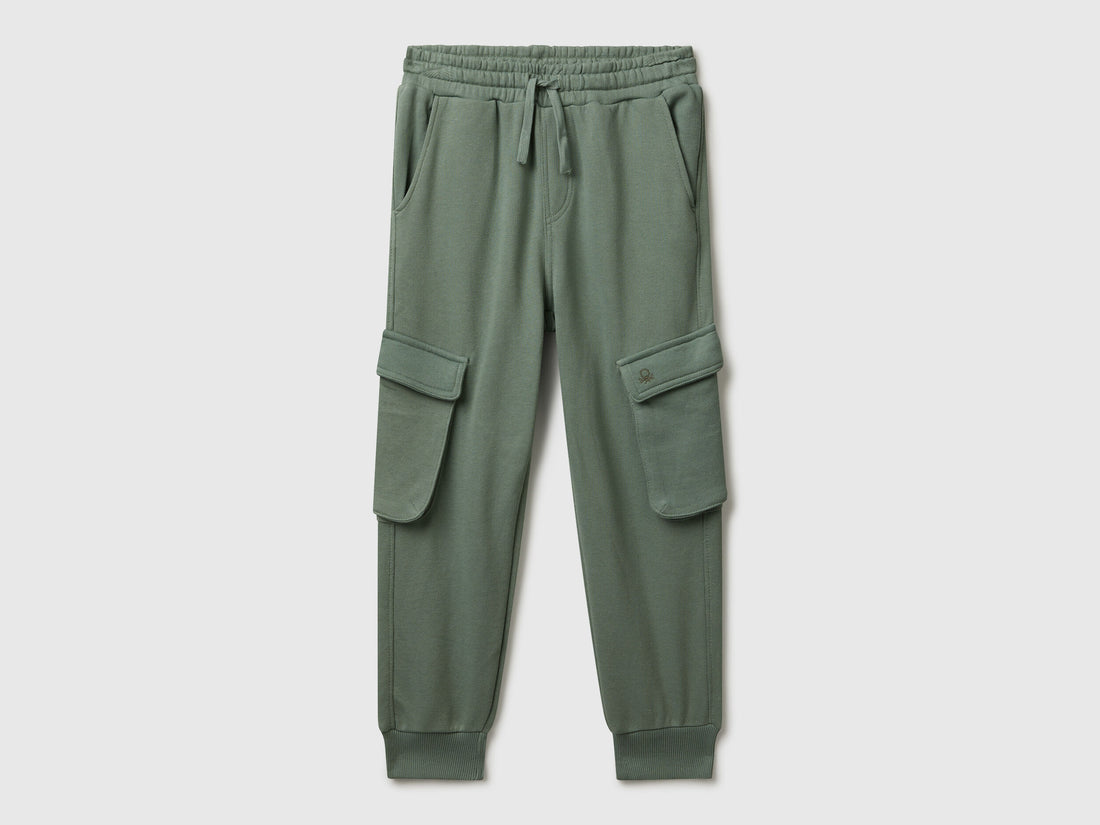 Benetton_Light Green_Sweat Fabric Cargo Joggers_3J68CF06I_075_01