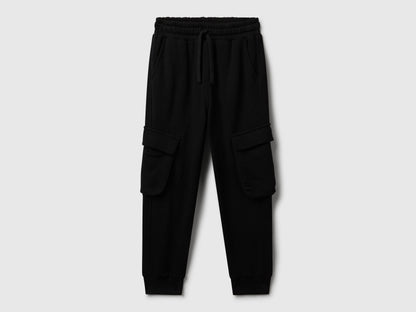 Benetton_Black_Sweat Fabric Cargo Joggers_3J68CF06I_100_01