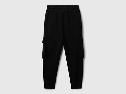 Benetton_Black_Sweat Fabric Cargo Joggers_3J68CF06I_100_02
