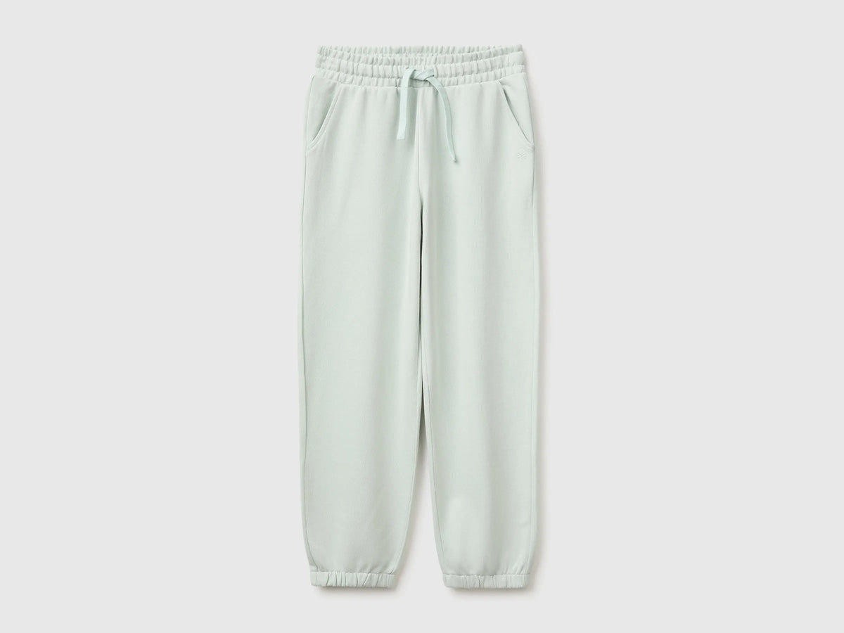 Benetton Light Green Girls Logo Sweatpants SKU: 3J68CF075_00M Image 01