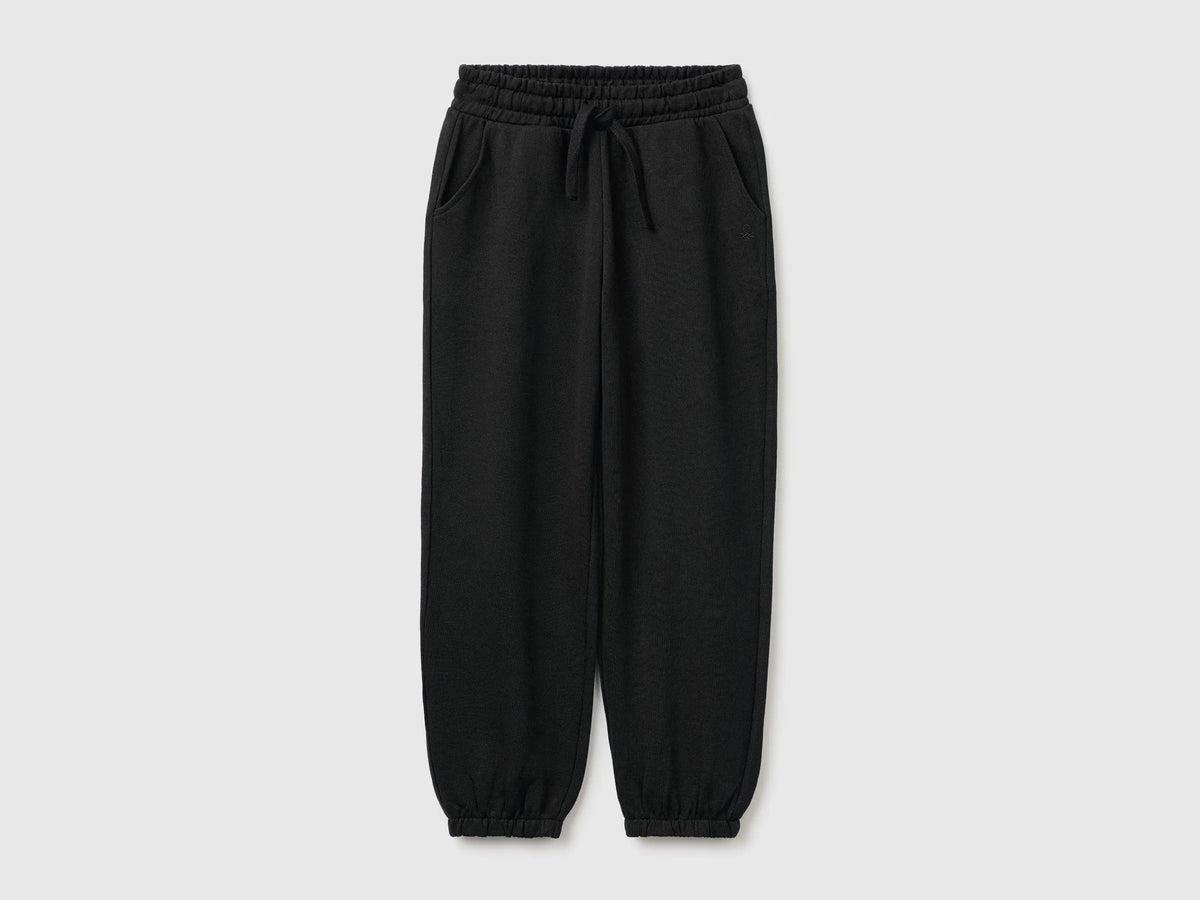 Benetton Black Girls Logo Sweatpants SKU: 3J68CF075_100 Image 01