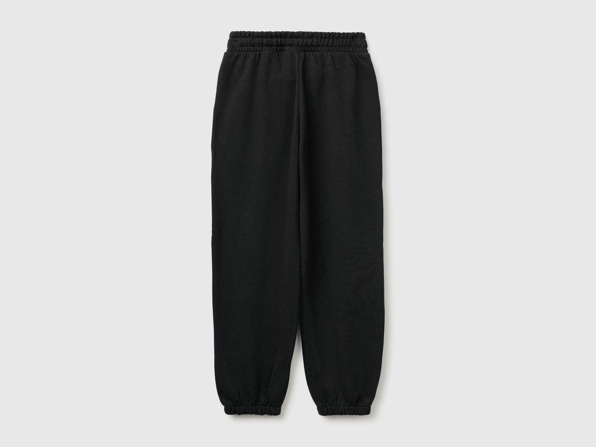 Benetton Black Girls Logo Sweatpants SKU: 3J68CF075_100 Image 02