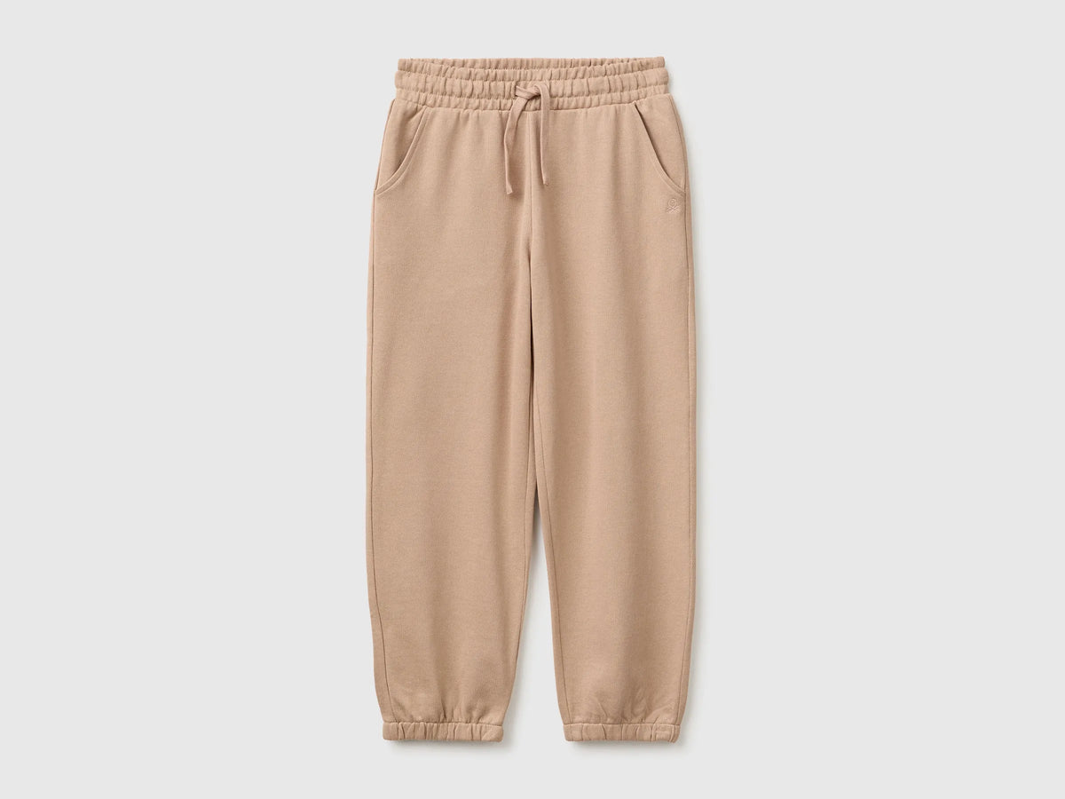 Benetton Dove Gray Girls Logo Sweatpants SKU: 3J68CF075_199 Image 01
