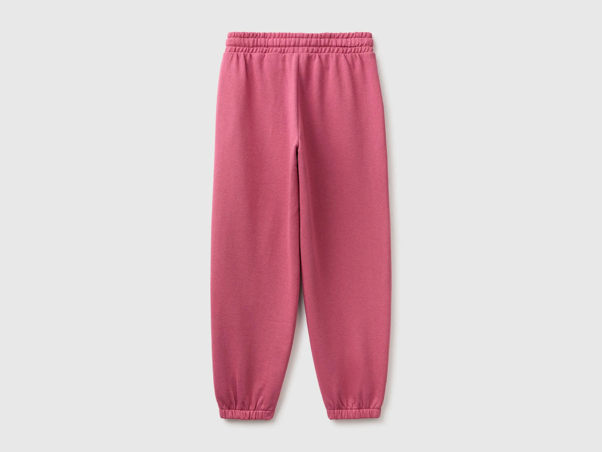 Benetton Fuchsia Girls Logo Sweatpants SKU: 3J68CF075_2J4 Image 02