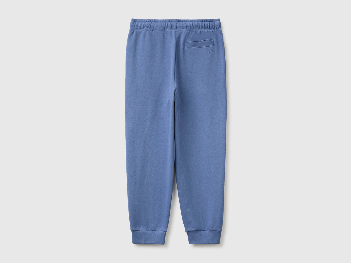 Benetton Blue Boys 100% Cotton Fleece Joggers SKU: 3J68CF077_0G6 Image 02