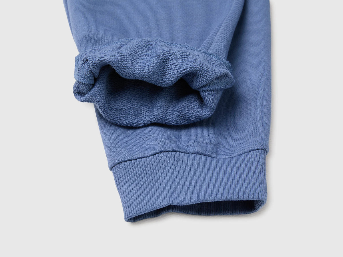 Benetton Blue Boys 100% Cotton Fleece Joggers SKU: 3J68CF077_0G6 Image 03