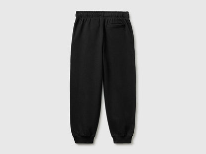 Benetton Black Boys 100% Cotton Fleece Joggers SKU: 3J68CF077_100 Image 02