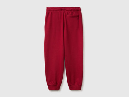 Benetton Burgundy Boys 100% Cotton Fleece Joggers SKU: 3J68CF077_21C Image 02