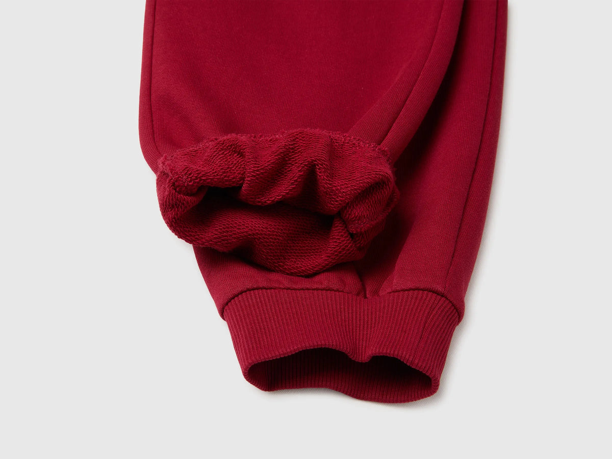 Benetton Burgundy Boys 100% Cotton Fleece Joggers SKU: 3J68CF077_21C Image 03