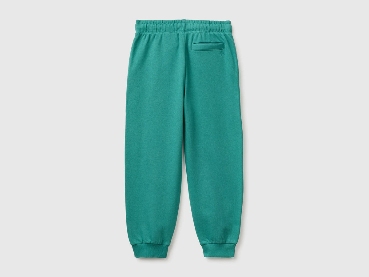 Benetton Dark Green Boys 100% Cotton Fleece Joggers SKU: 3J68CF077_285 Image 02