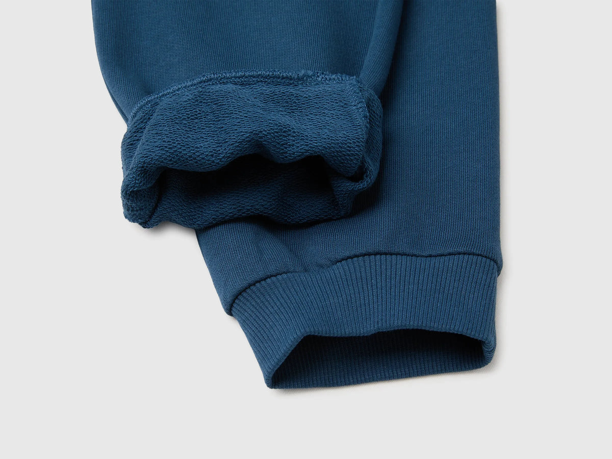 Benetton Dark Blue Boys 100% Cotton Fleece Joggers SKU: 3J68CF077_37T Image 03
