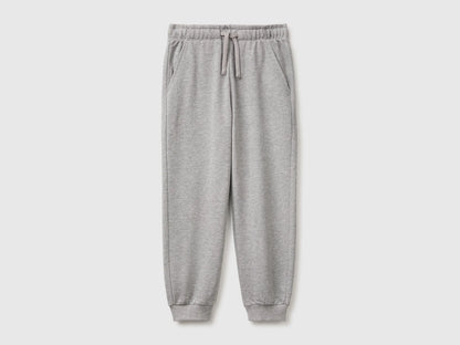 Benetton Light Gray Boys 100% Cotton Fleece Joggers SKU: 3J68CF077_501 Image 01