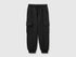 Benetton Black Boys Fleece Cargo Pants SKU: 3J68CF079_100 Image 01