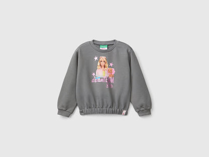 Gray Barbie Sweatshirt With Glossy Print_01