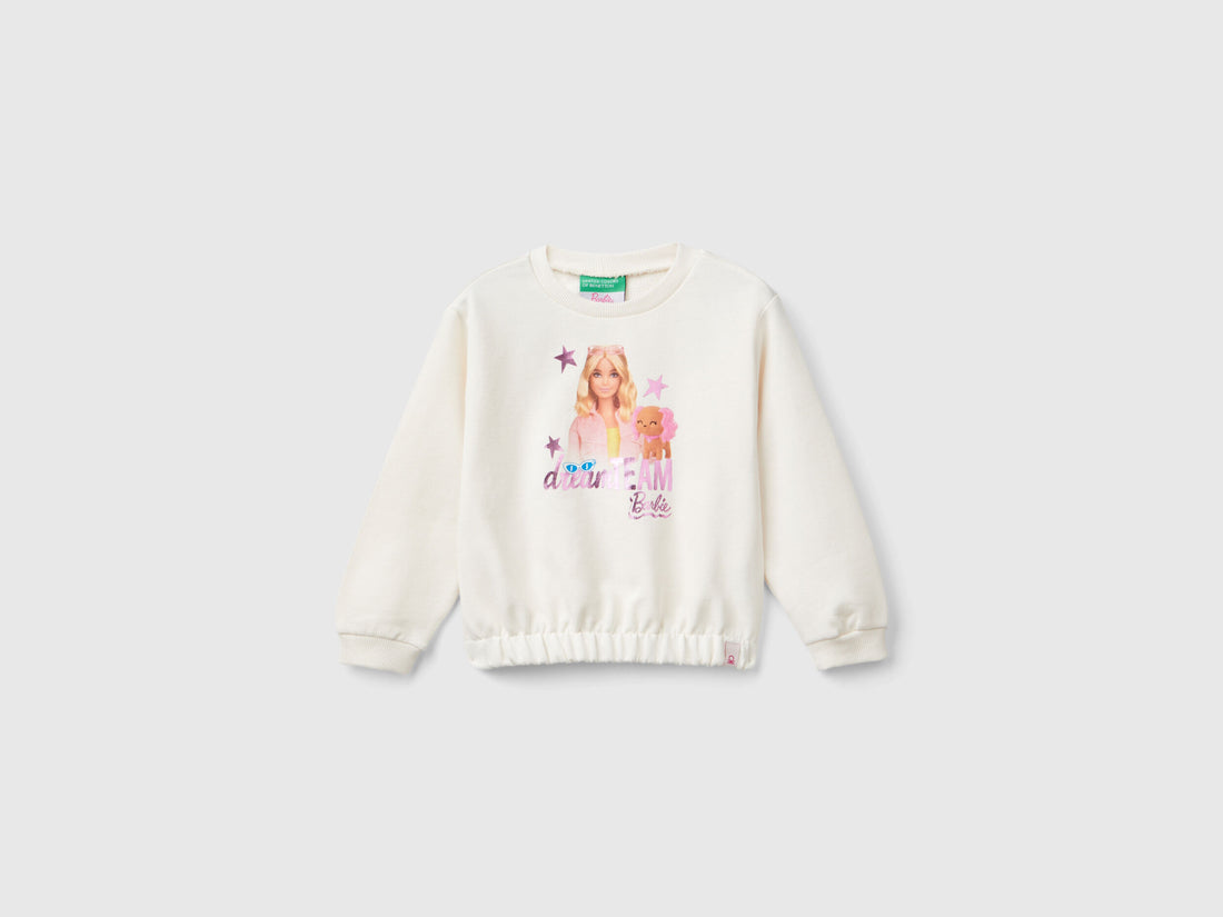 Cream Barbie Sweatshirt With Glossy Print_01