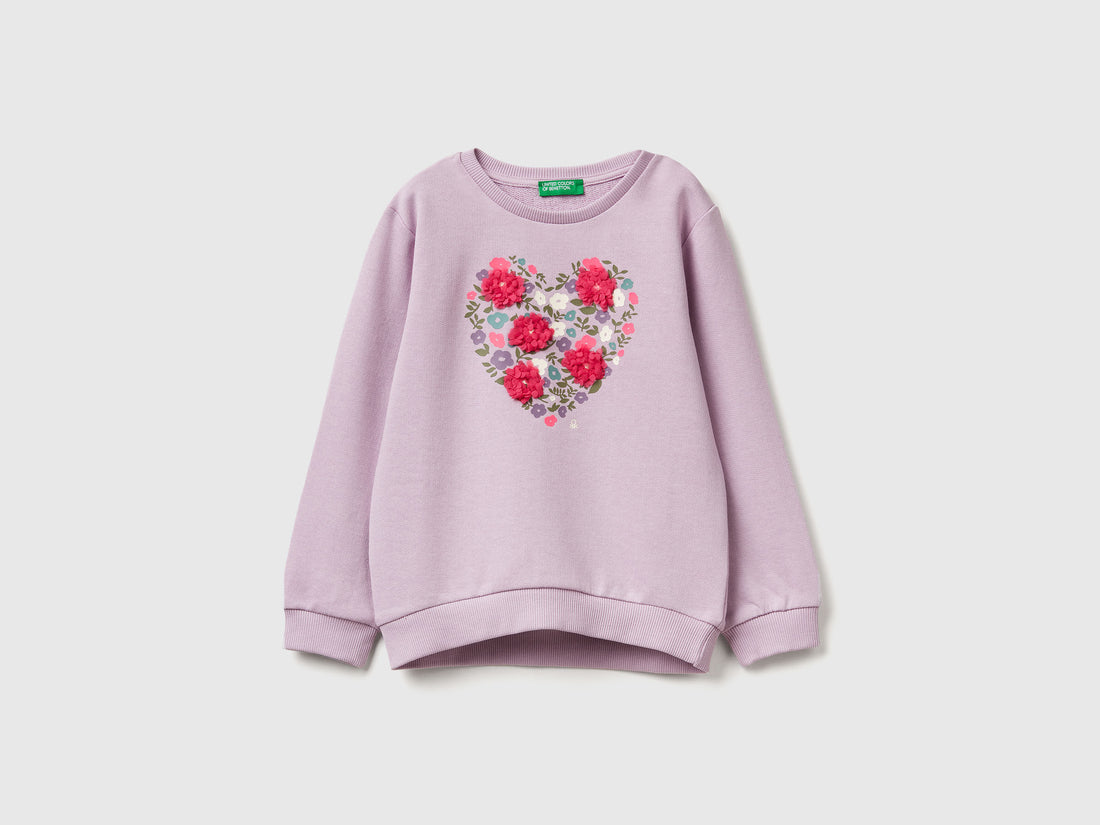 Benetton_Lavender_Sweatshirt with Petal Look Applique_3J68G10K3_0W1_01