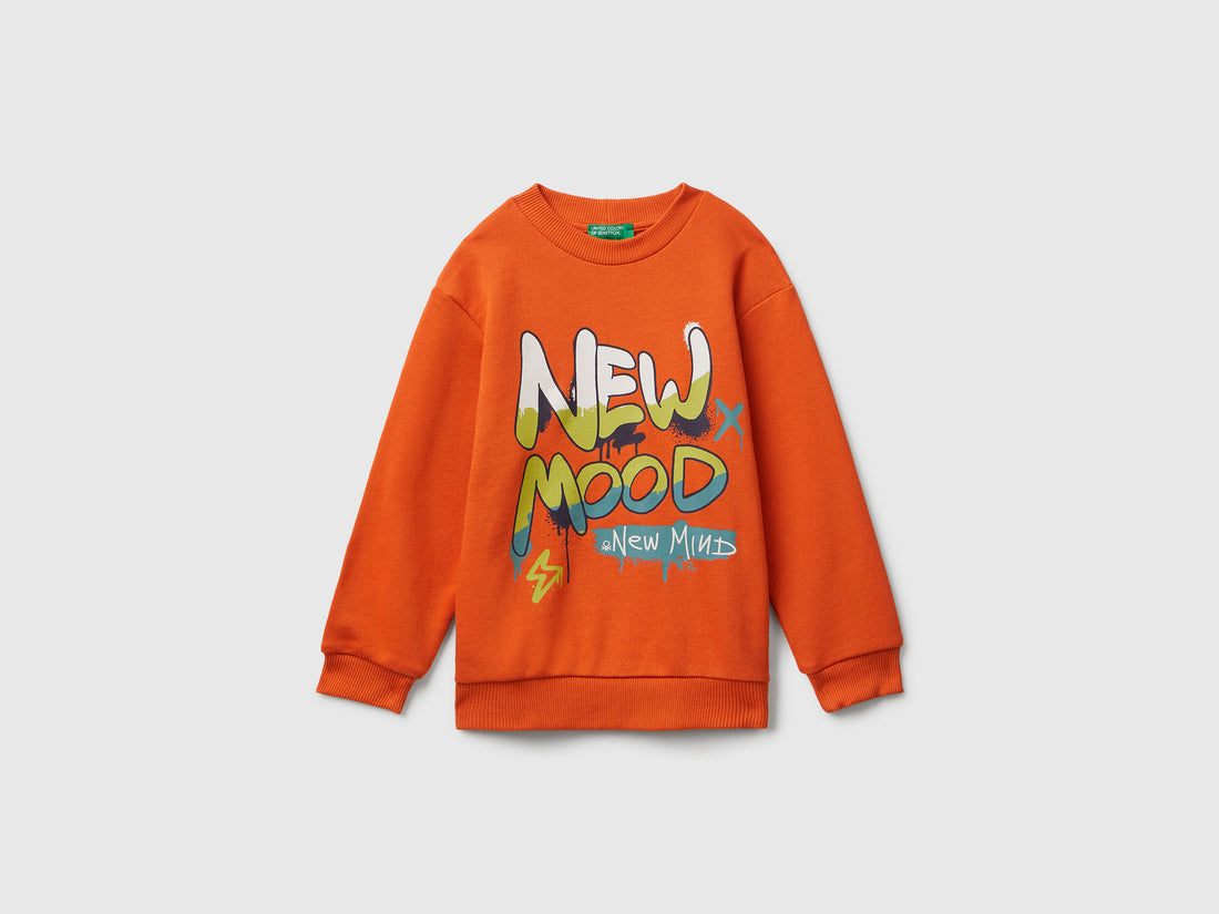Benetton_Orange_Long Sleeve Sweatshirt with Print_3J68G10KN_04J_01