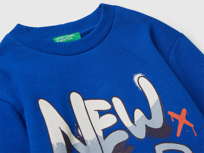 Benetton_Bright Blue_Long Sleeve Sweatshirt with Print_3J68G10KN_19R_03