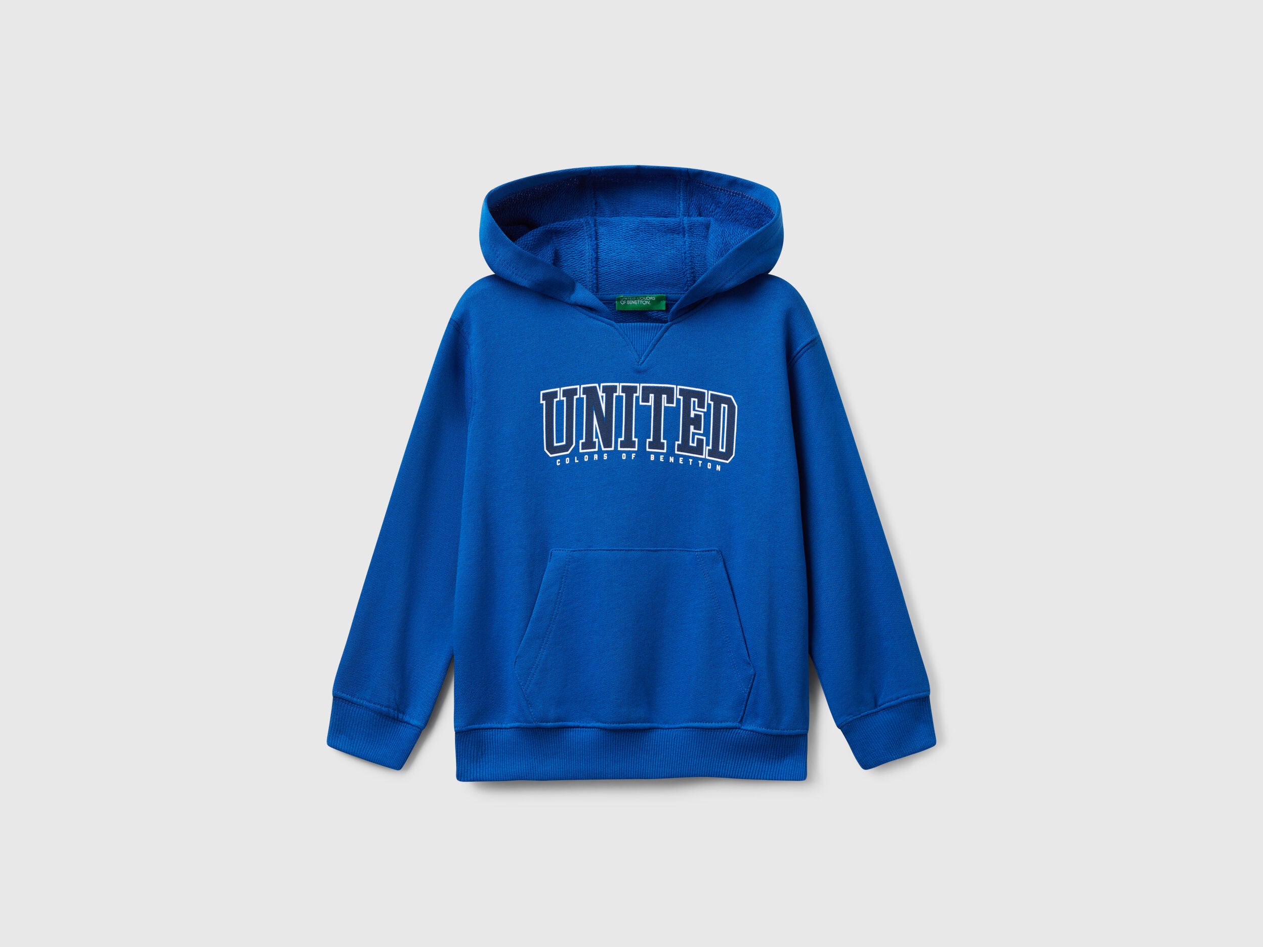 Benetton_Bright Blue_Hoodie with Pocket and Hood_3J68G200Q_19R_01