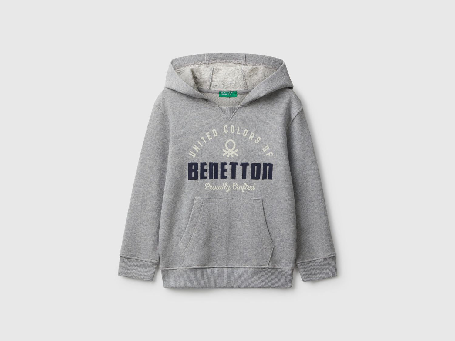 Benetton_Light Gray_Hoodie with Pocket and Hood_3J68G2014_501_01