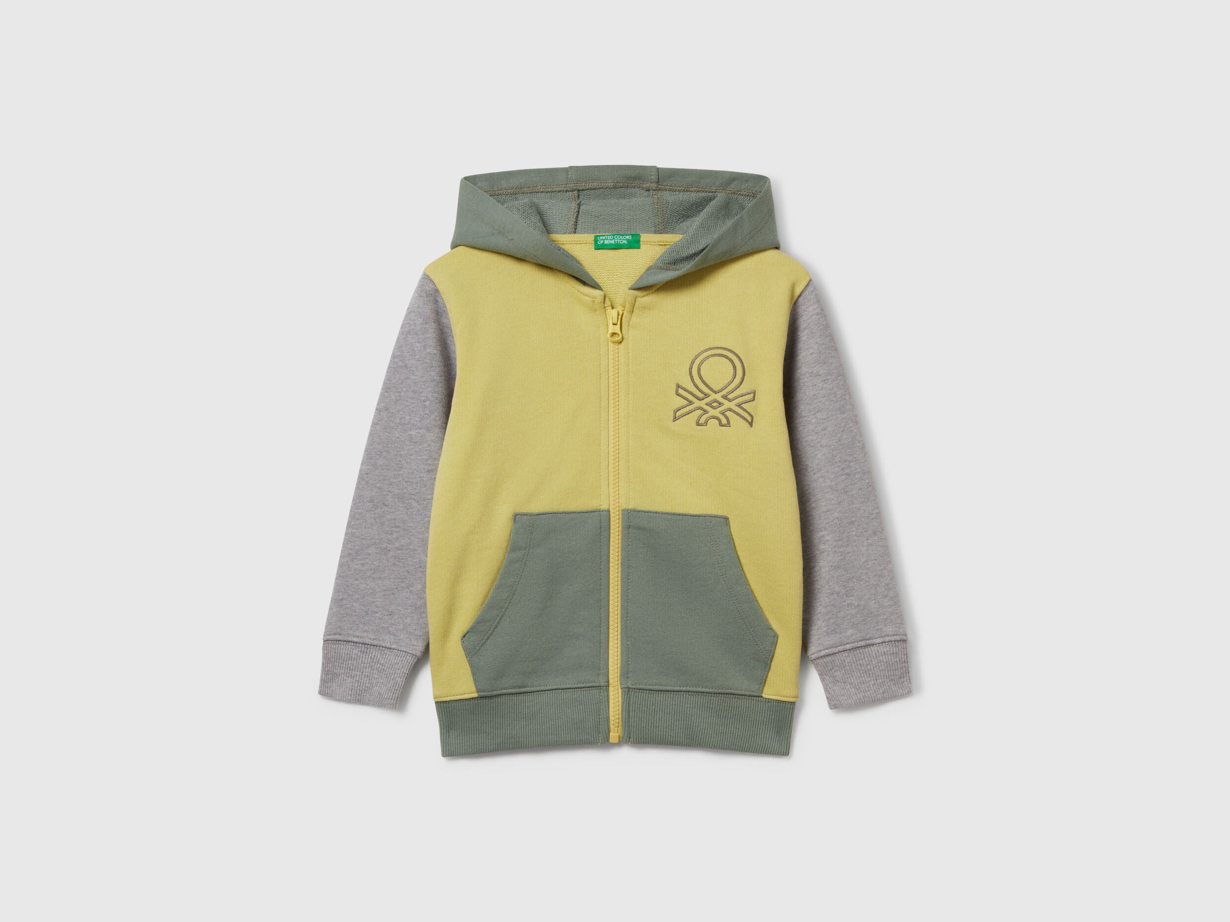 Benetton_Olive Green_Hoodie with Embroidery_3J68G503V_902_01