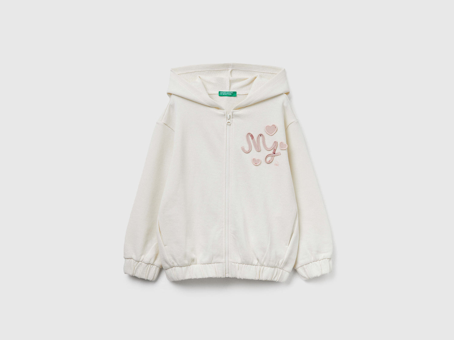 Benetton_Creamy White_Hoodie with Sequins_3J68G503W_0R2_01