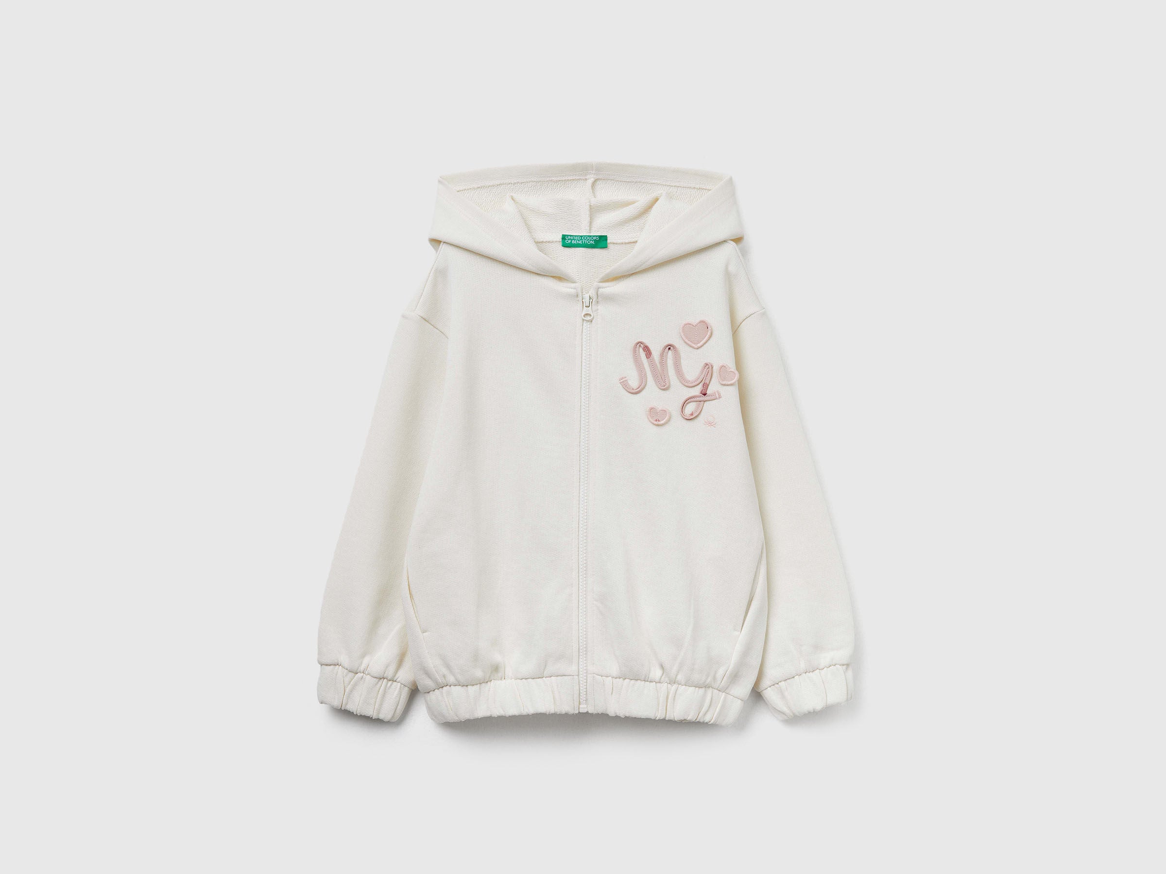 Benetton_Creamy White_Hoodie with Sequins_3J68G503W_0R2_01