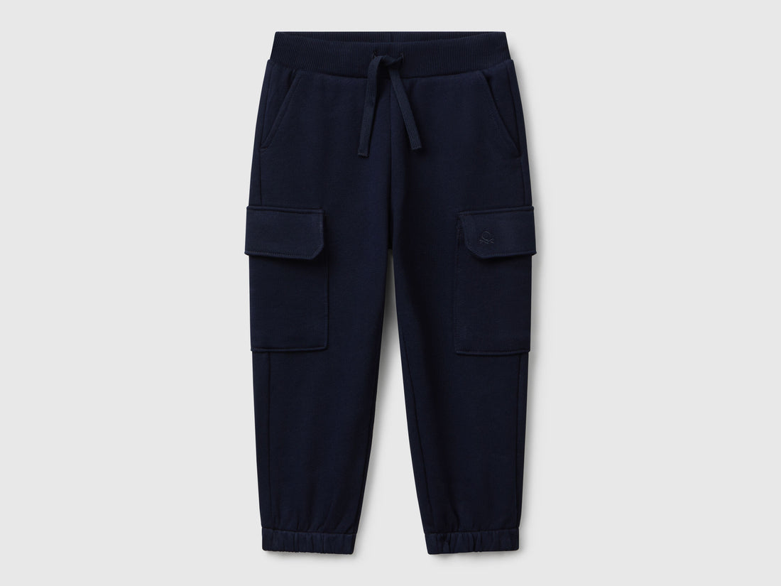 Benetton_Dark Blue_Sweat Fabric Cargo Joggers_3J68GF045_016_01
