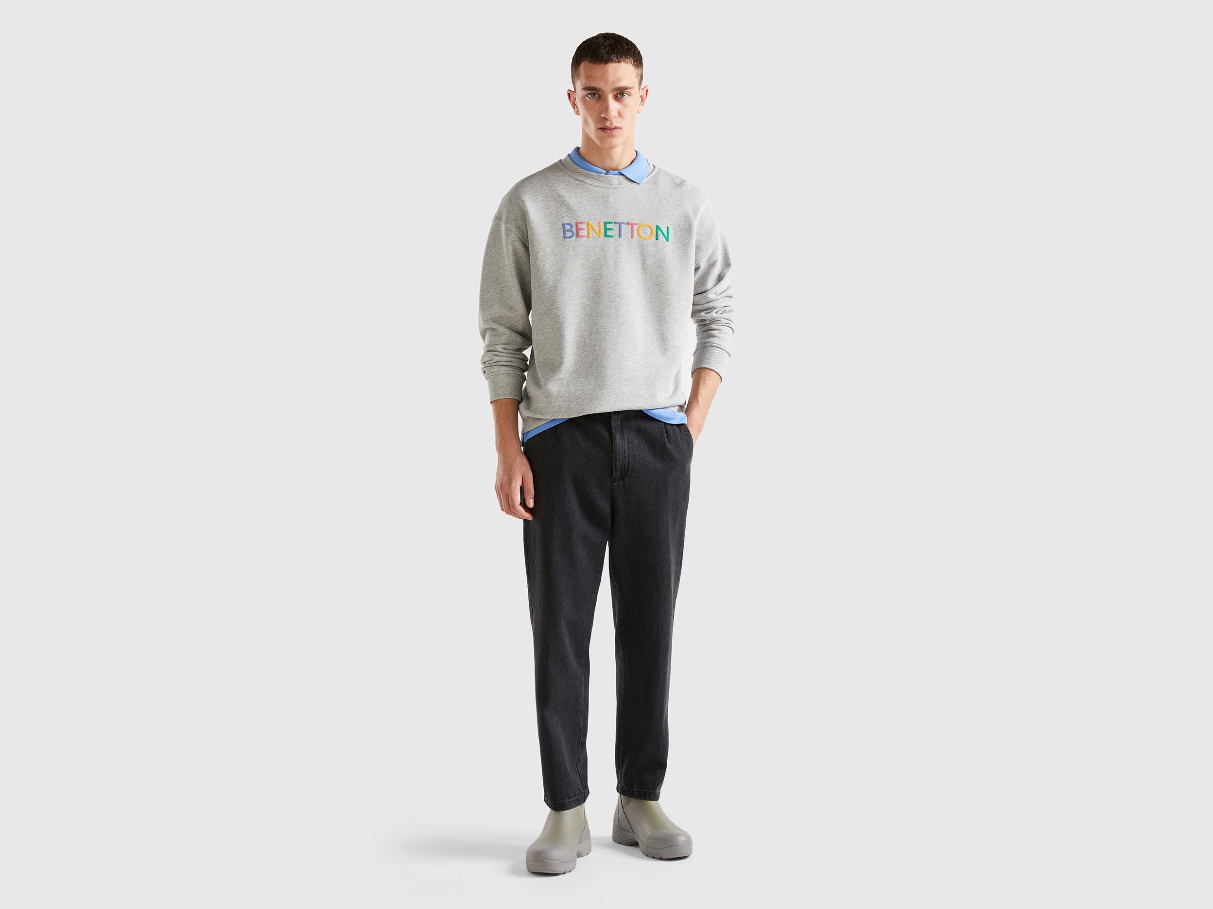 Crew Neck Sweatshirt With Logo Print