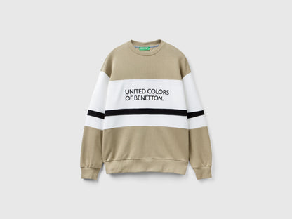 Sage Green Sweat-Shirt With Logo Stripe_3J68U108G_901_03