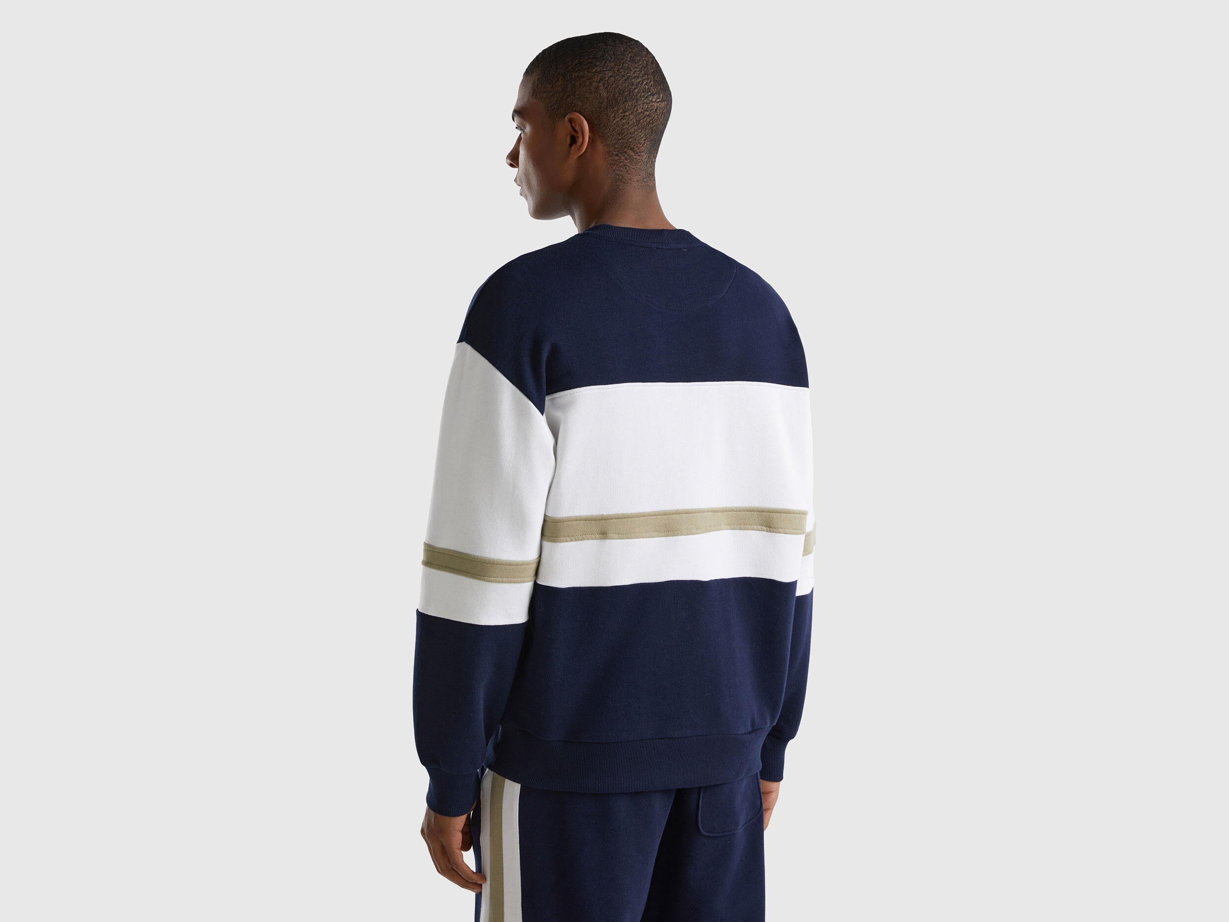 Dark Blue Sweat-Shirt With Logo Stripe_3J68U108G_902_02