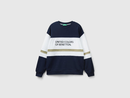 Dark Blue Sweat-Shirt With Logo Stripe_3J68U108G_902_03