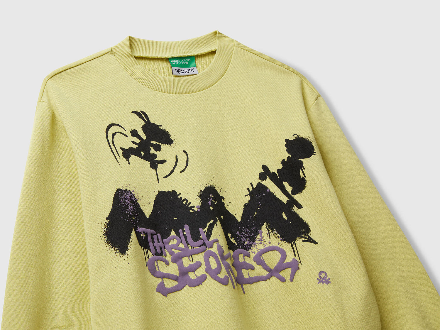Benetton_Yellow_©Peanuts Sweatshirt in Cotton_3J70C10R4_0Y6_03