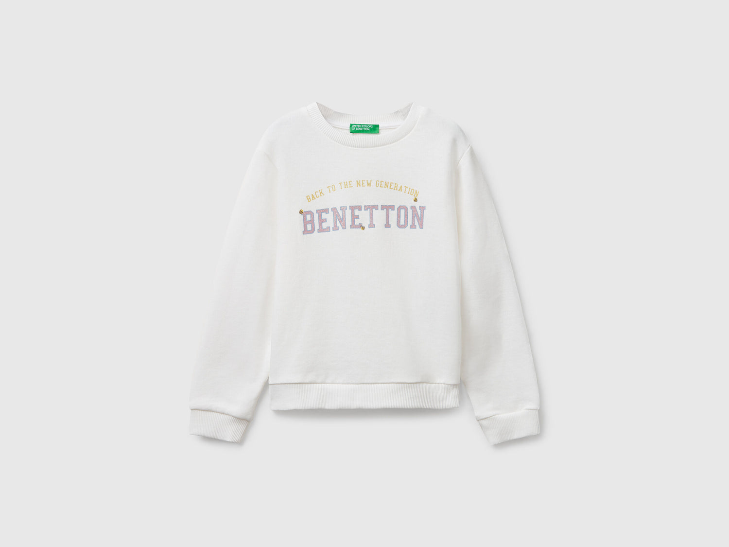 Benetton_Creamy White_Sweatshirt with Glittery Print_3J70G10JR_074_01