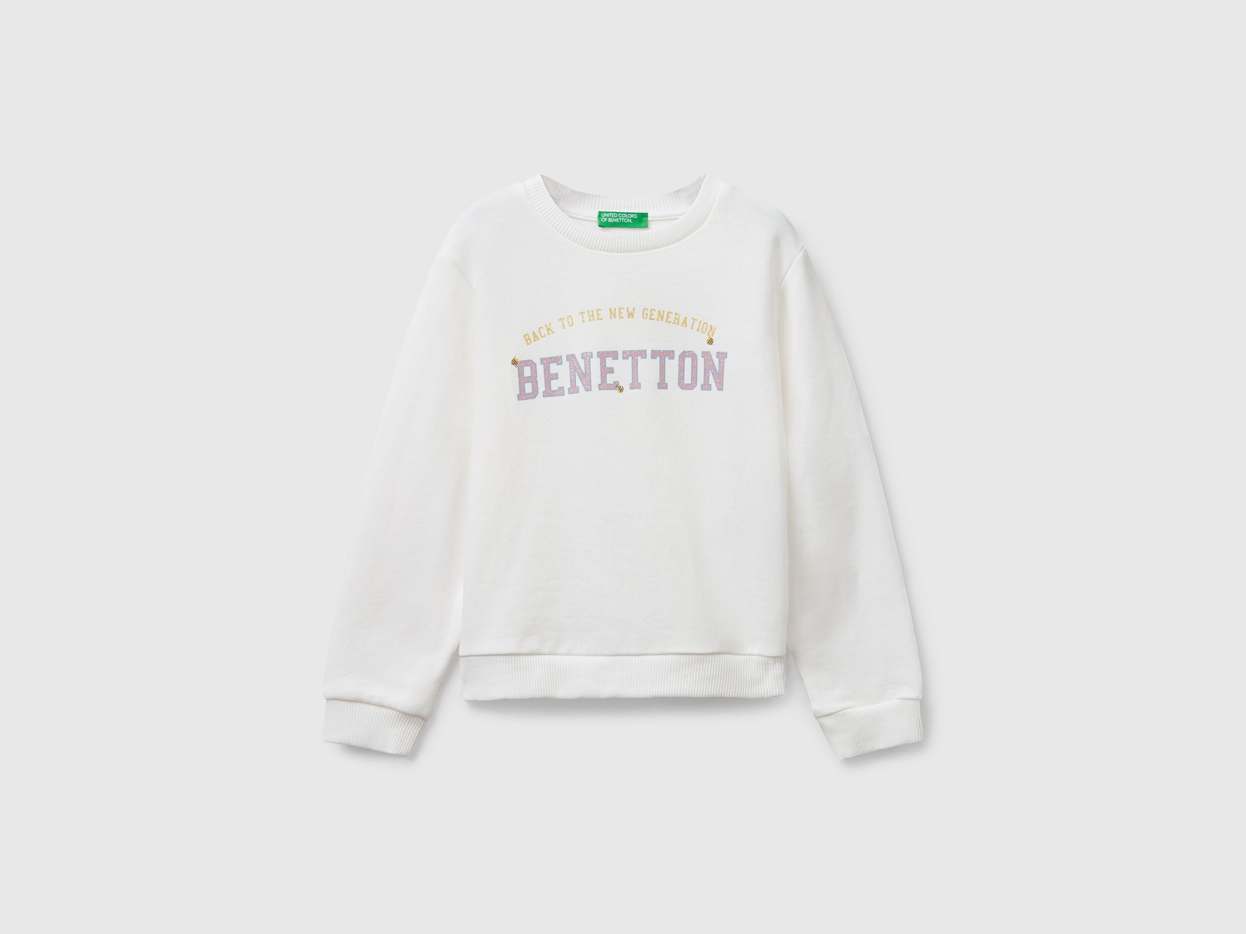 Benetton_Creamy White_Sweatshirt with Glittery Print_3J70G10JR_074_01