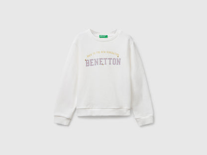 Benetton_Creamy White_Sweatshirt with Glittery Print_3J70G10JR_074_01