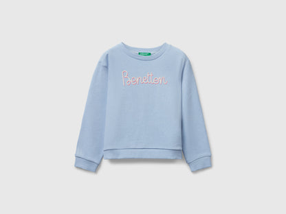 Benetton_Light Blue_Sweatshirt with Glittery Print_3J70G10JR_11Y_01
