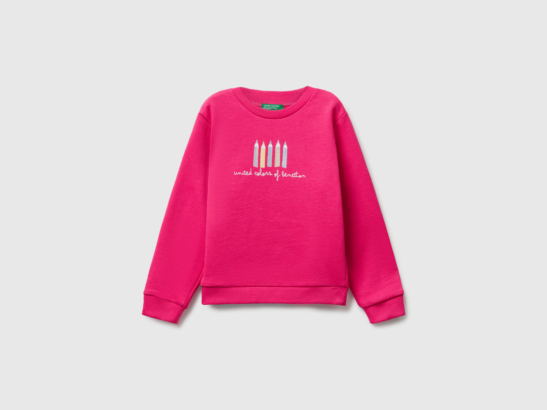 Benetton_Fuchsia_Sweatshirt with Glittery Print_3J70G10JR_1A2_01