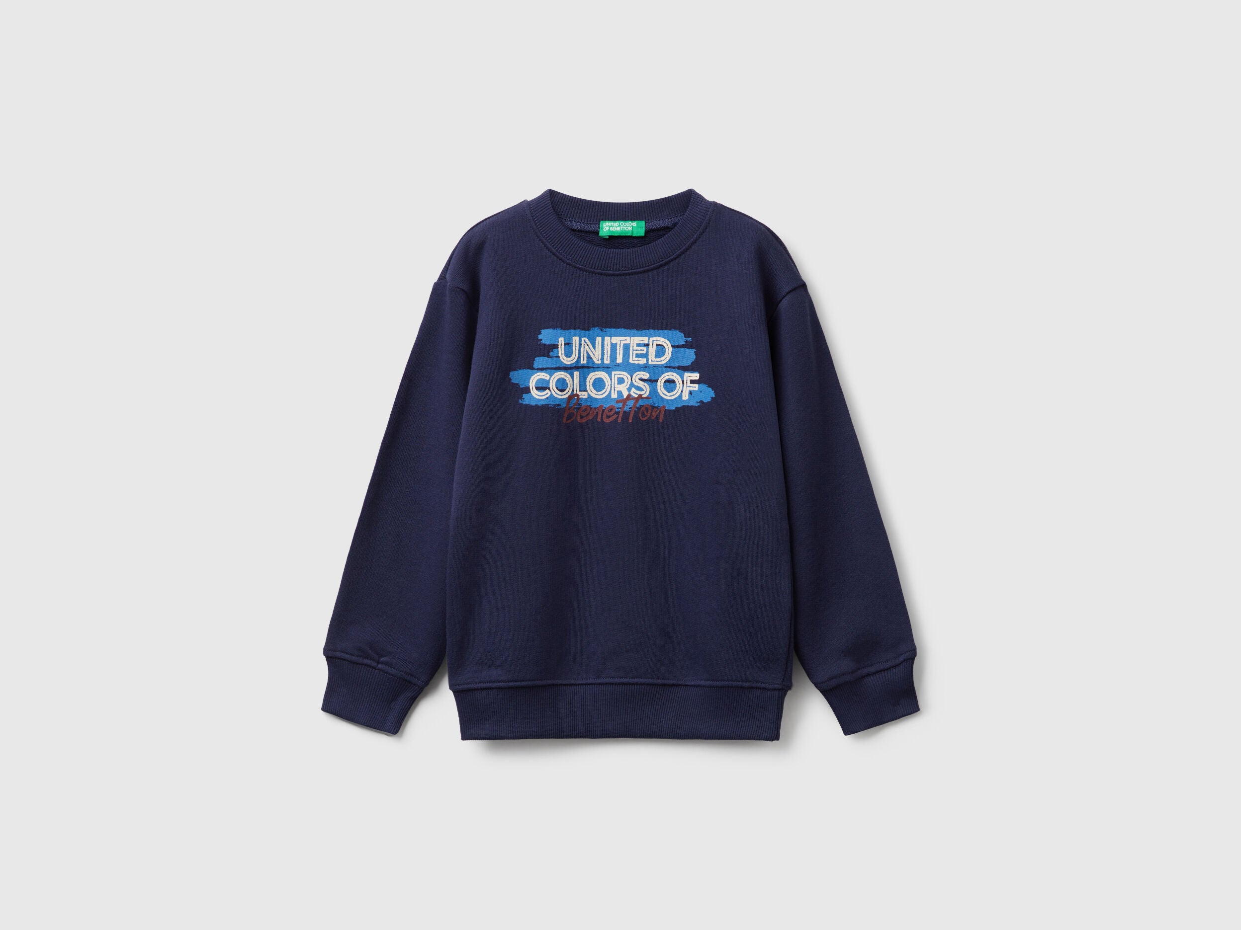 Benetton_Dark Blue_Regular Fit Sweatshirt with Print_3J70G10JY_252_01