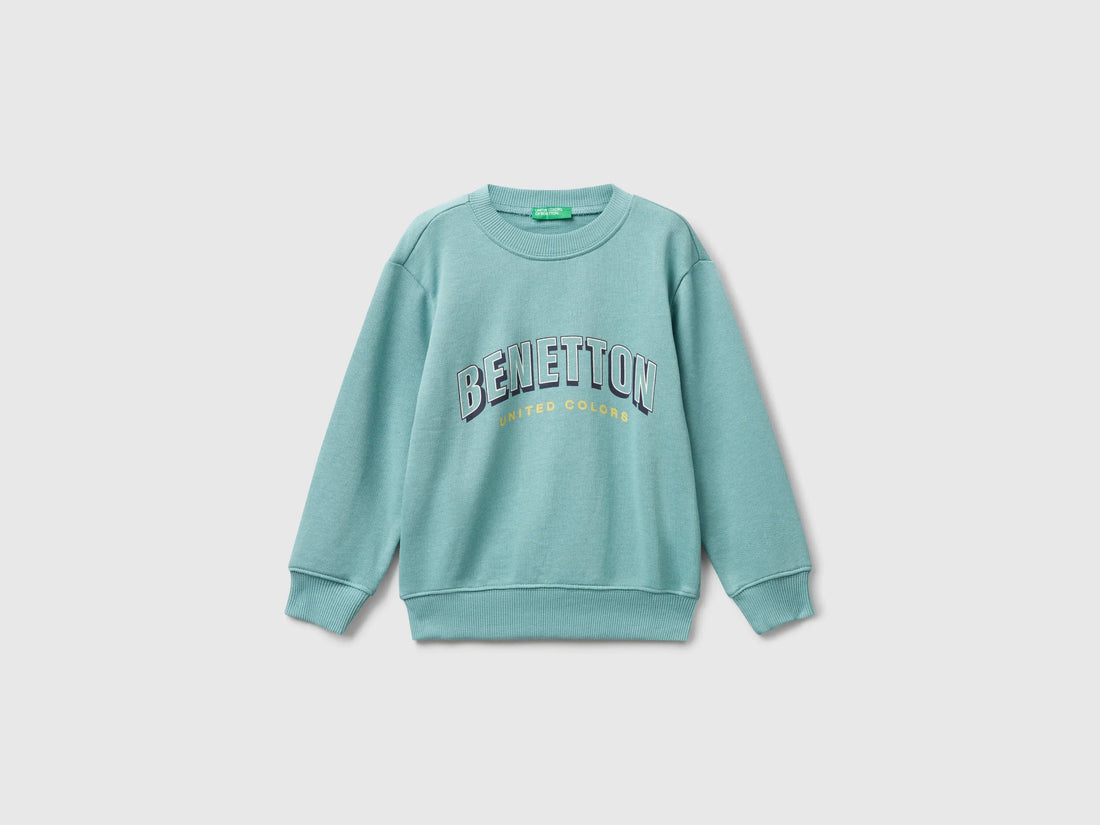 Benetton Sky Blue Boys Regular Fit Sweatshirt with Print SKU: 3J70G10JY_33K Image 01