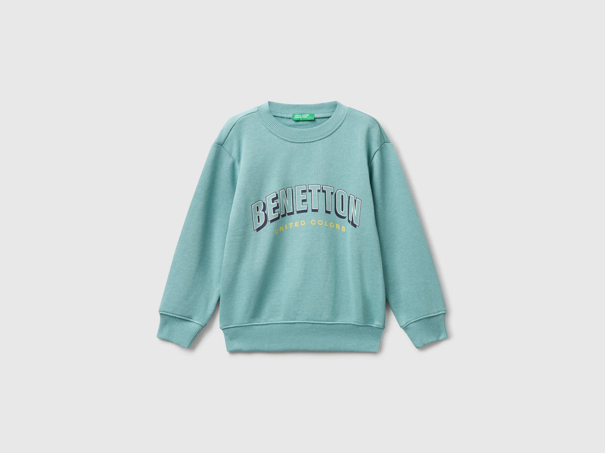 Benetton Sky Blue Boys Regular Fit Sweatshirt with Print SKU: 3J70G10JY_33K Image 01